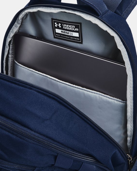 UA Hustle 5.0 Backpack in Blue image number 3